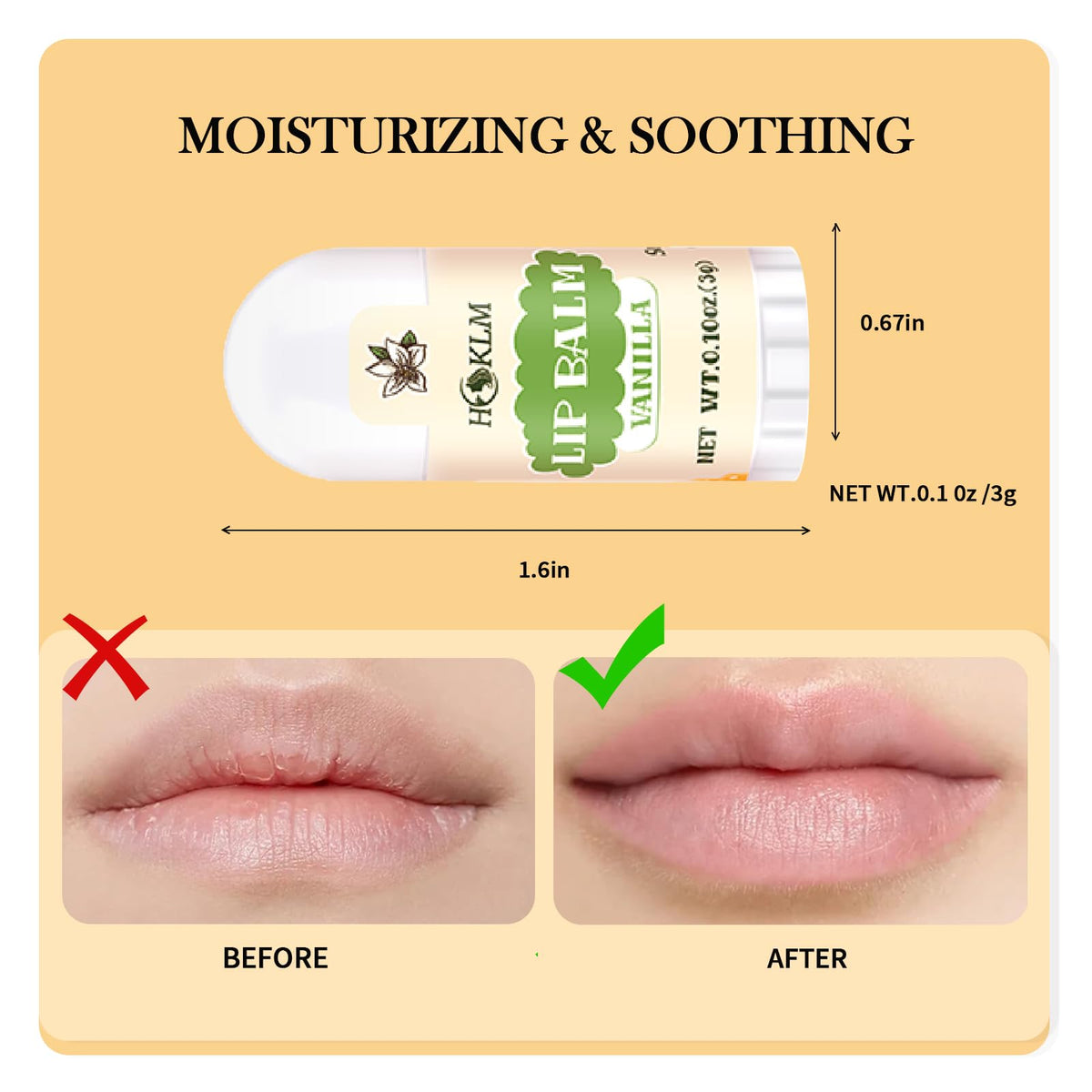 HCKLM mini lip balm lemon flavor brightens moisture balance.
