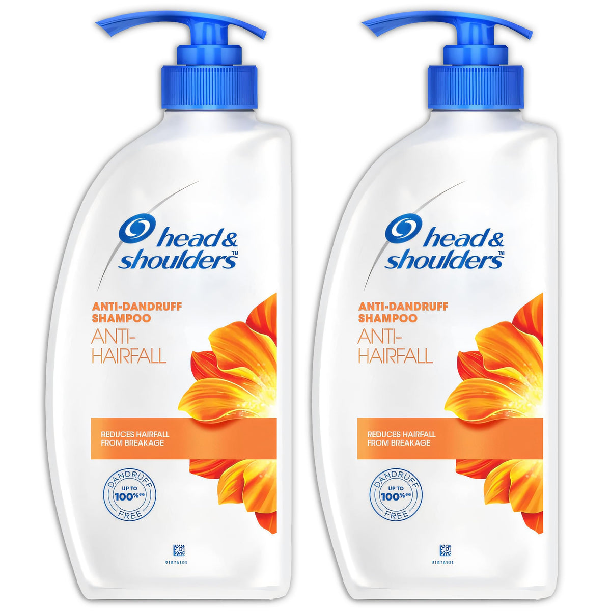 Head & Shoulders anti-dandruff shampoo bottle front with dual-pack for flakes relief