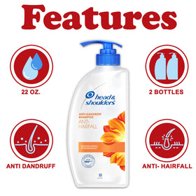 Head & Shoulders anti-hair fall shampoo pump close-up suggests stronger-looking hair