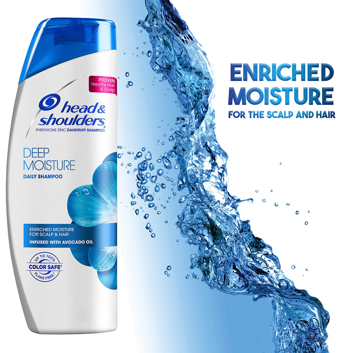 Head & Shoulders Deep Moisture shampoo creates creamy foam before rinse.
