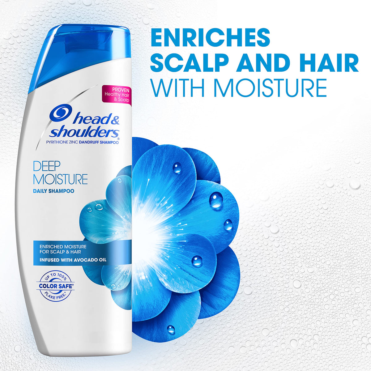 Head & Shoulders Deep Moisture shampoo lathers to cleanse while preserving natural body.