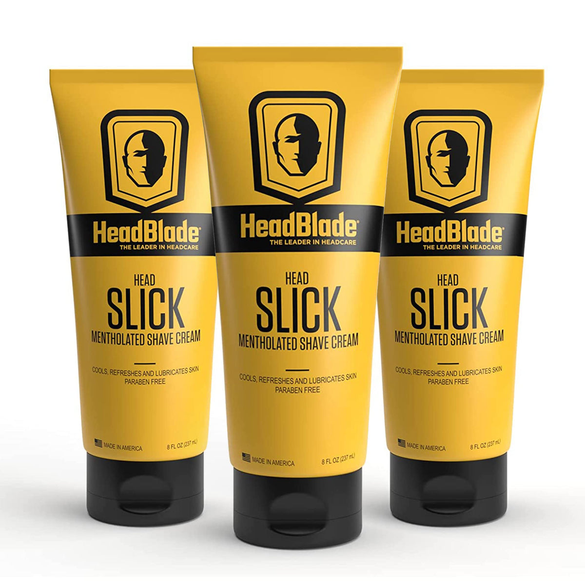 HeadBlade HeadSlick 8oz bottle offering smooth glide for head shaving.