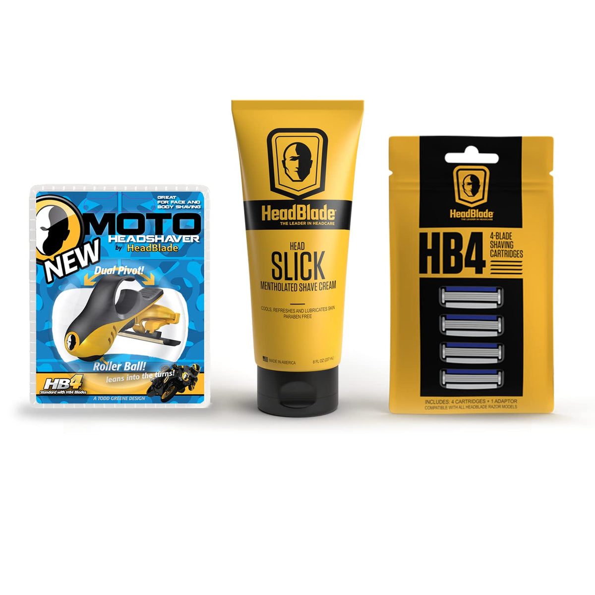 HeadBlade Moto dual-axis suspension demonstrates smooth turns against the skin.