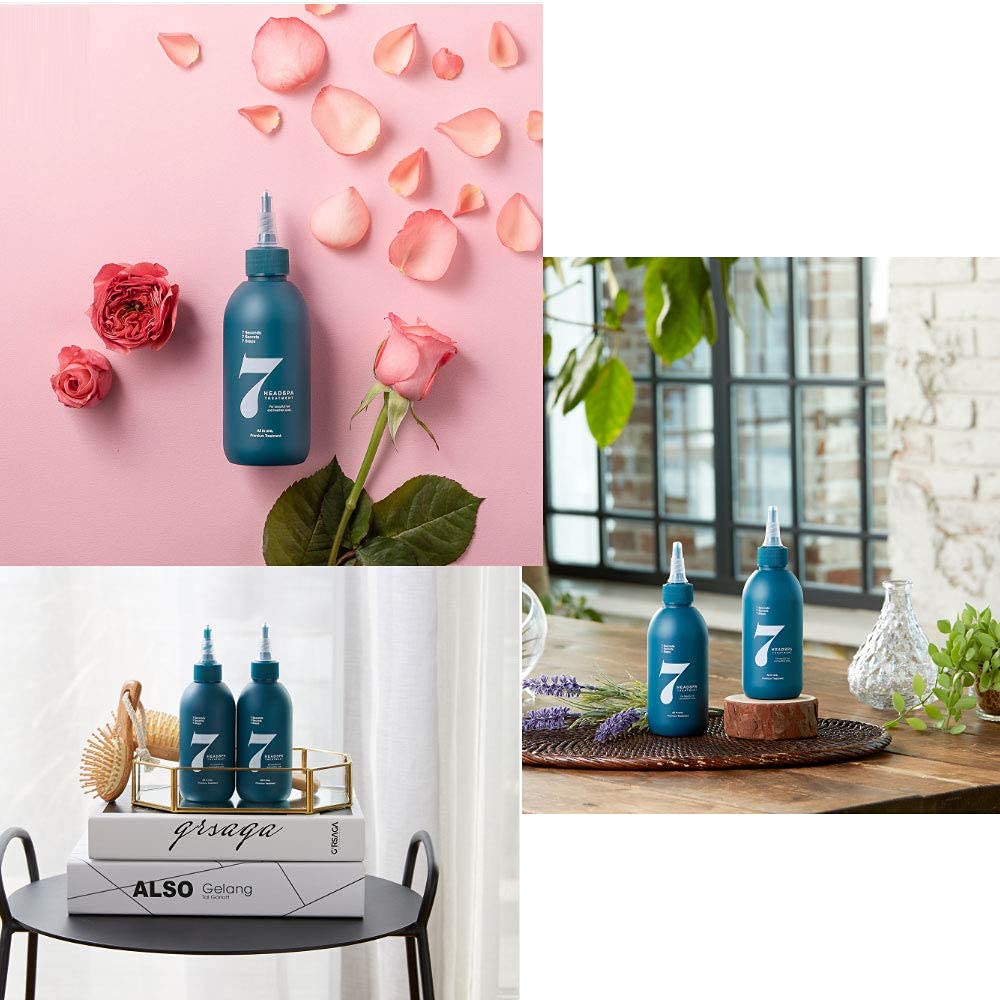 HeadSpa7 packaging highlights botanicals and extracts.