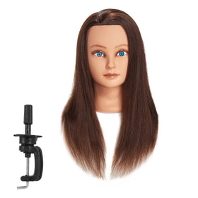 Headwinn Traininghead 20-22in front view with authentic human hair for styling practice.