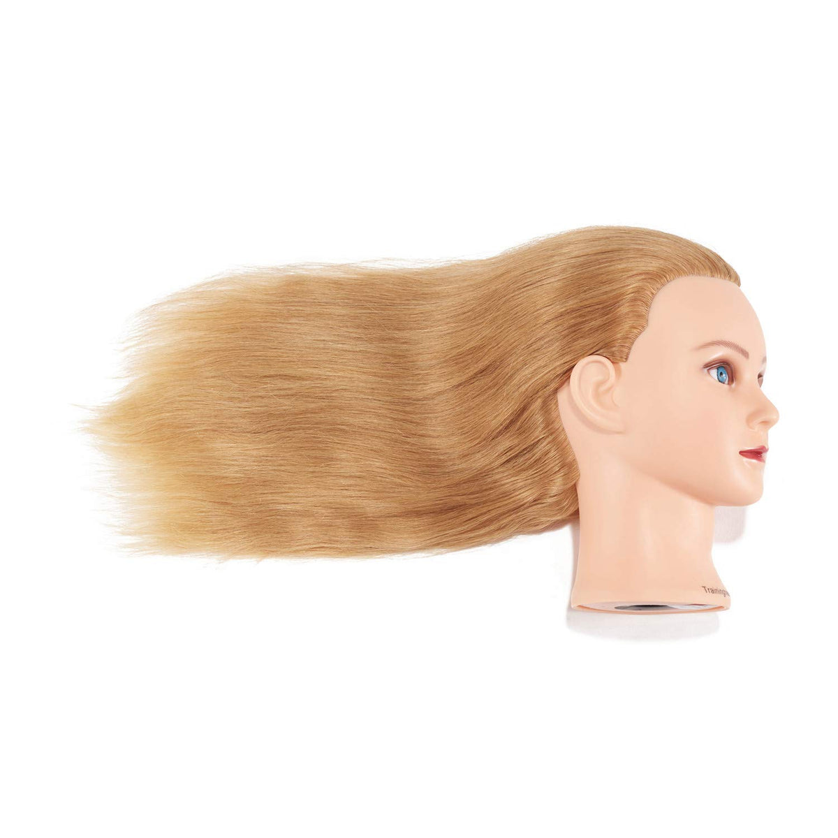 Headwinn Traininghead hair closeup shows 100% human hair texture.