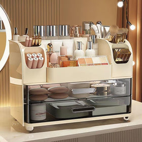Heaime bathroom countertop organizer with brush holder helps tidy daily routines