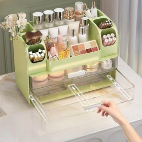 Heaime makeup organizer brush holder keeps brushes neatly organized and ready to use.