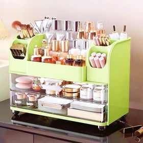 Heaime makeup organizer vanity display keeps beauty essentials in view and reach.