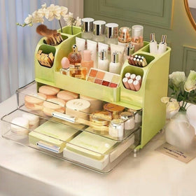 Heaime makeup organizer drawer storage showcases spacious compartments for facial products.