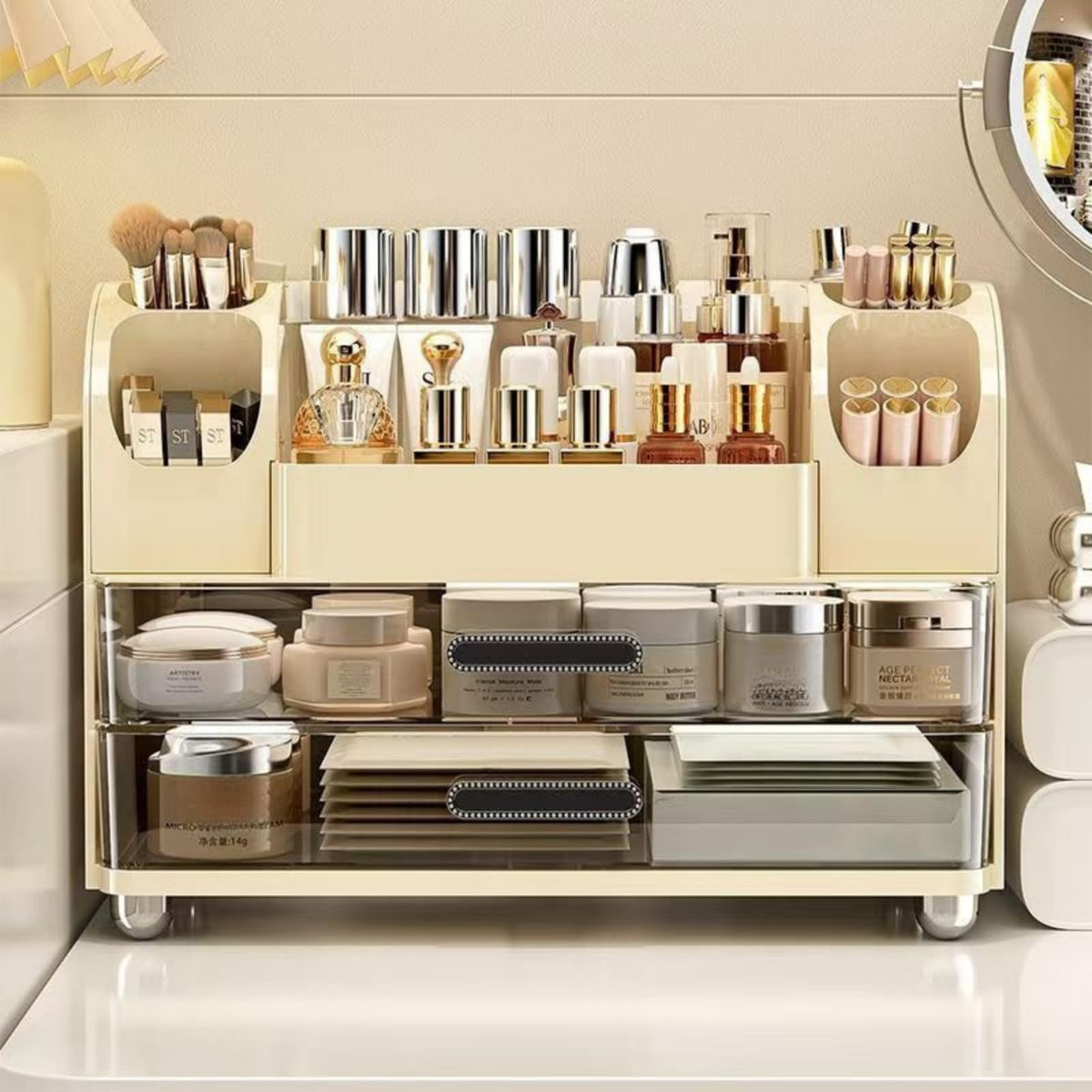 Heaime skincare storage organizer compartments for easy product access