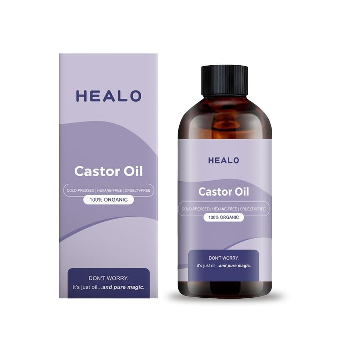 Healo castor oil pack wrap on abdomen for soothing comfort and skin nourishment.