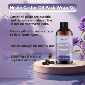 Healo castor oil pack wrap for full-body use and calming warmth.