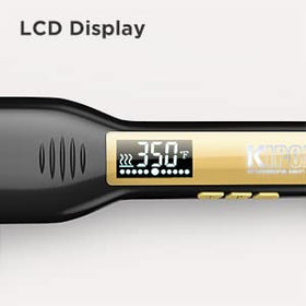 HealSmart flat iron shown with digital LCD display for precise heat control