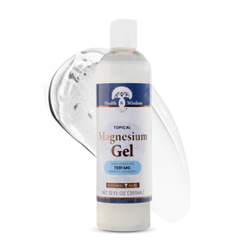Health and Wisdom Pure Magnesium Gel bottle for topical relief and hydration.