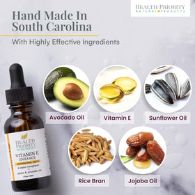 Non-GMO vegan label on Health Priority Natural Products Vitamin E Oil