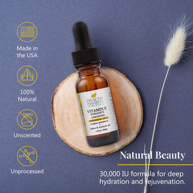 Health Priority Naturals Vitamin E oil on dry patches to moisturize.