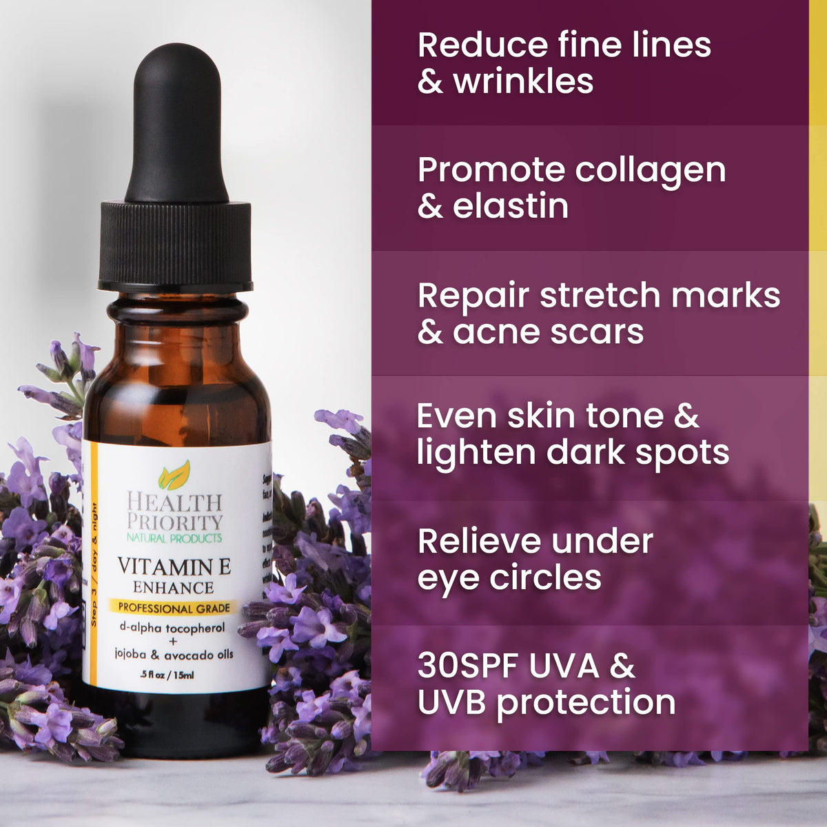 Health Priority Naturals Vitamin E Oil demonstrating improved skin texture and moisture.