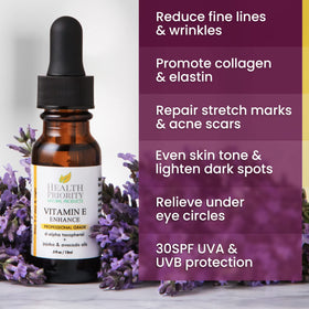 Health Priority Naturals Vitamin E Oil demonstrating improved skin texture and moisture.