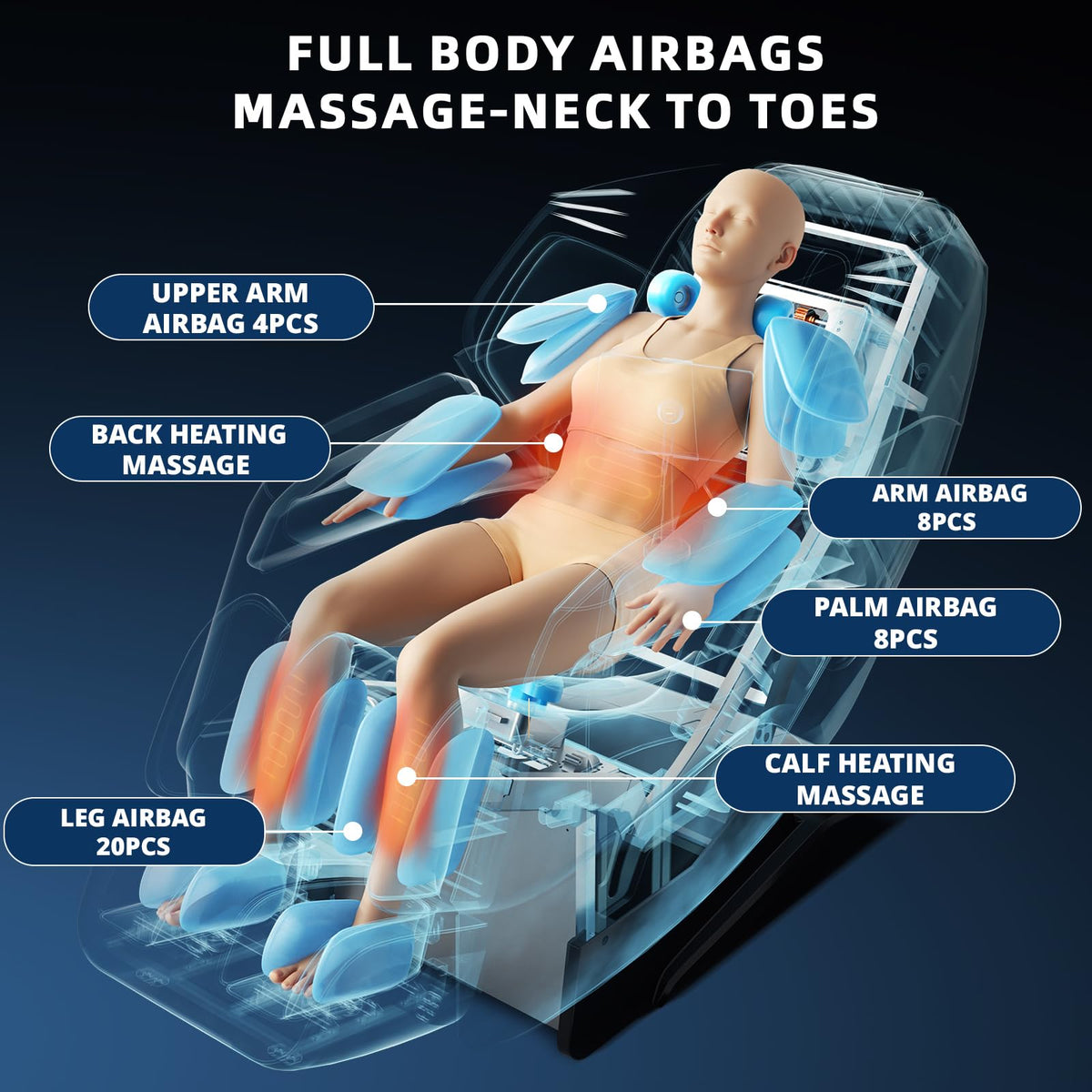 HealthRelife 4D massage chair control panel and remote for easy adjustments and Bluetooth music