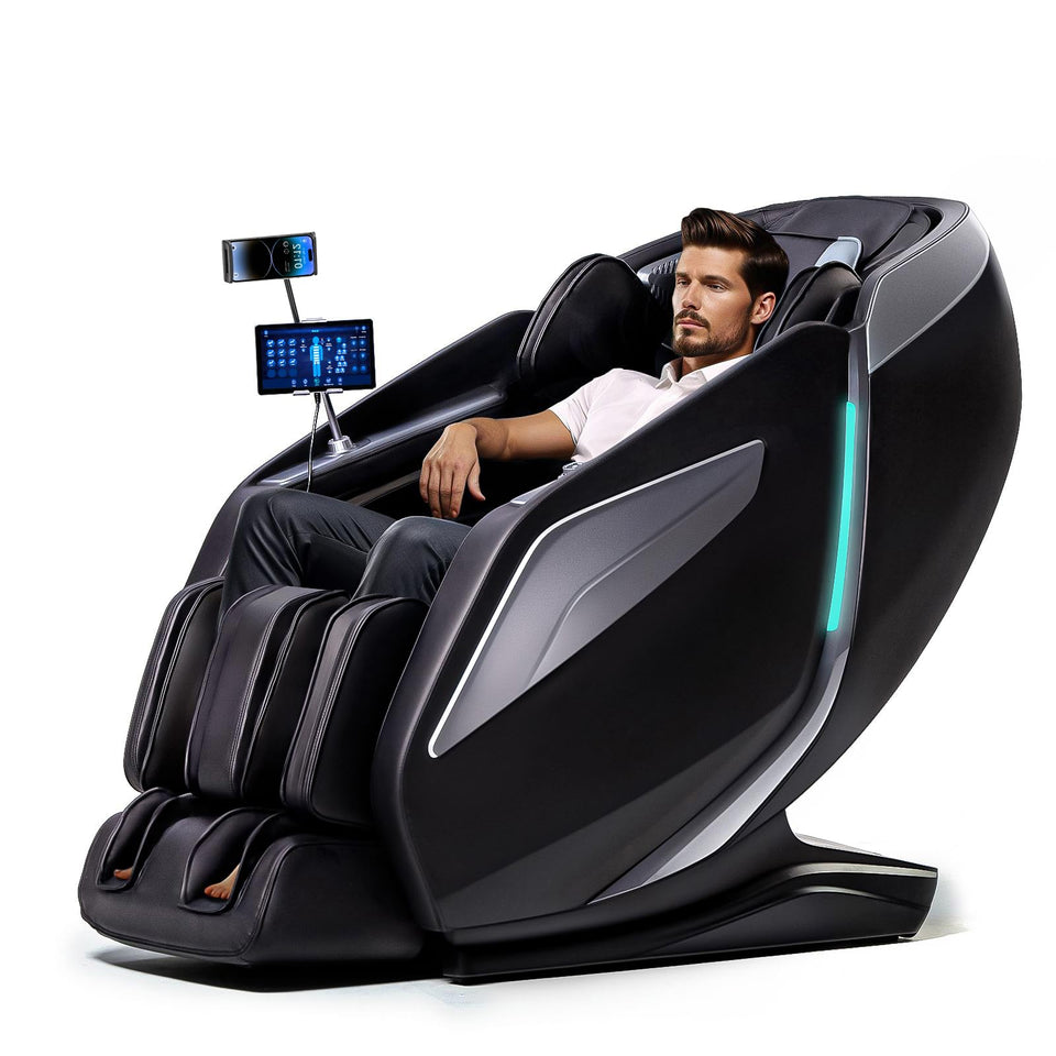 HealthRelife 4D massage chair with full body airbags providing targeted compression for relief