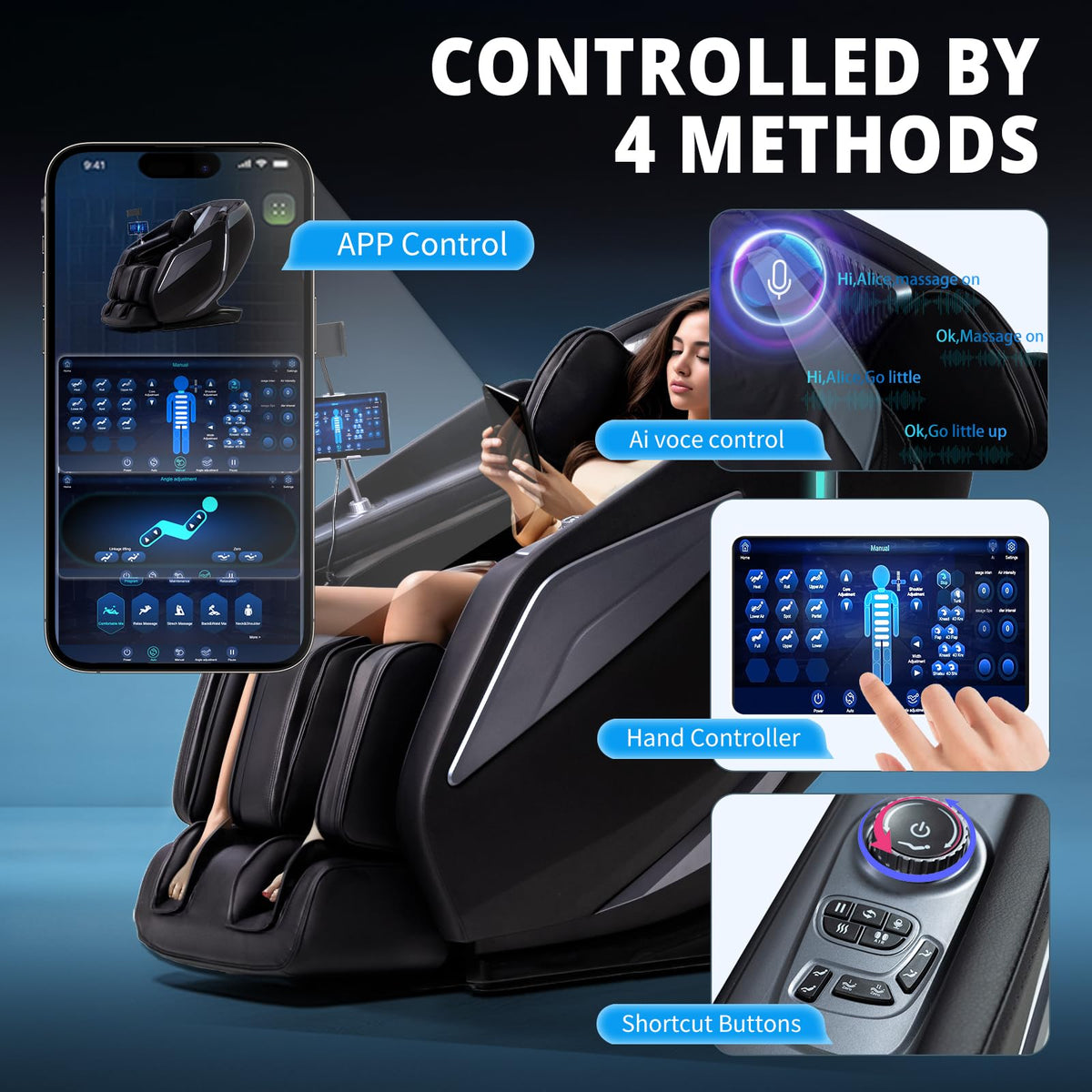 HealthRelife 4D massage chair shiatsu foot massage targets feet and calves for comfort
