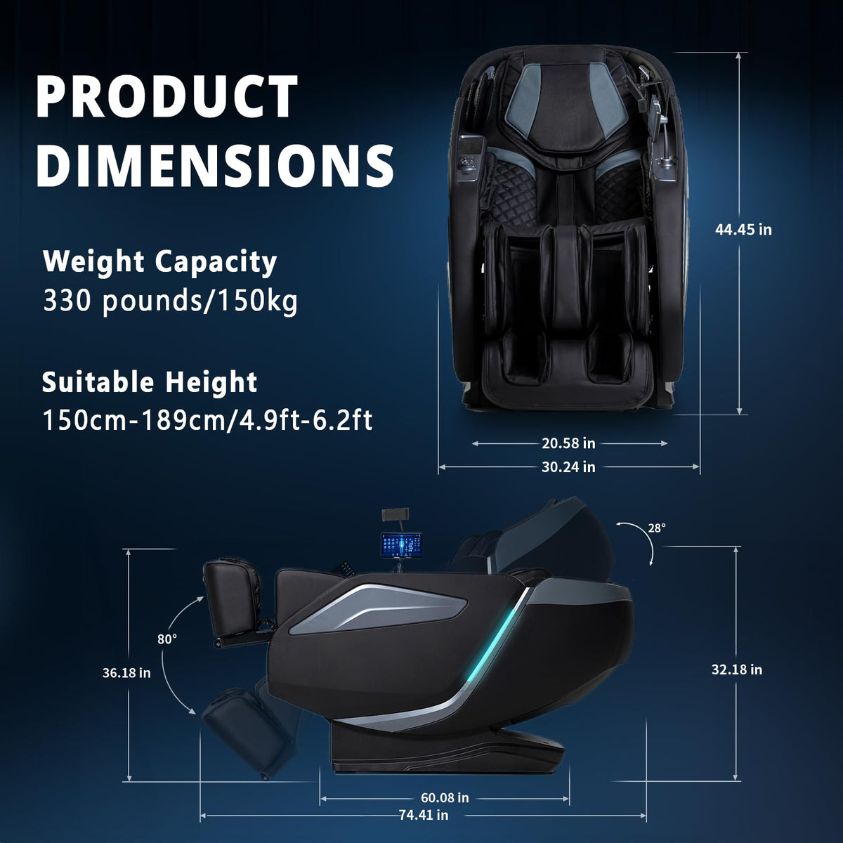 HealthRelife 4D massage chair SL track with intelligent scanning aligns to your back