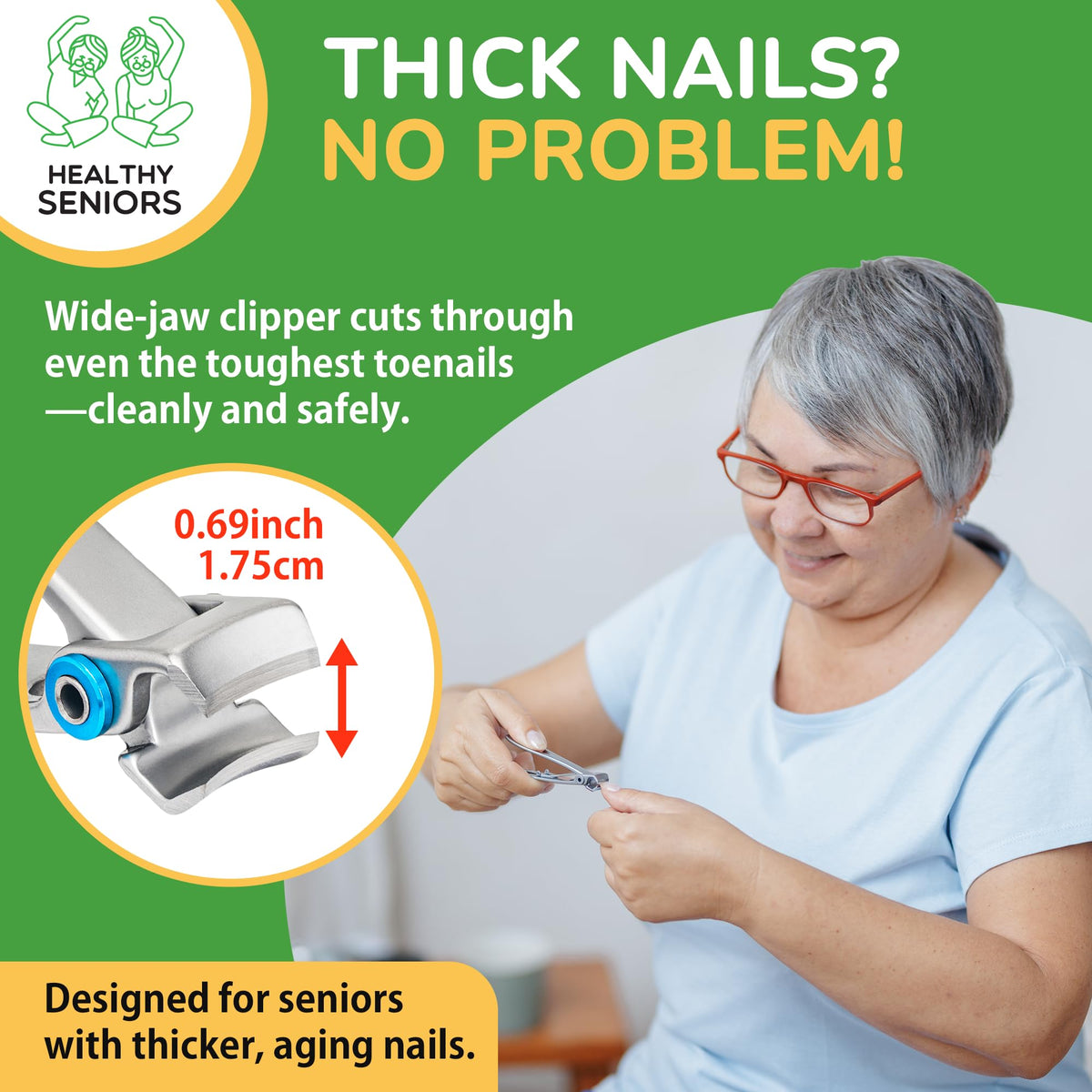 Healthy Seniors professional nail file included for smoothing edges after clipping.