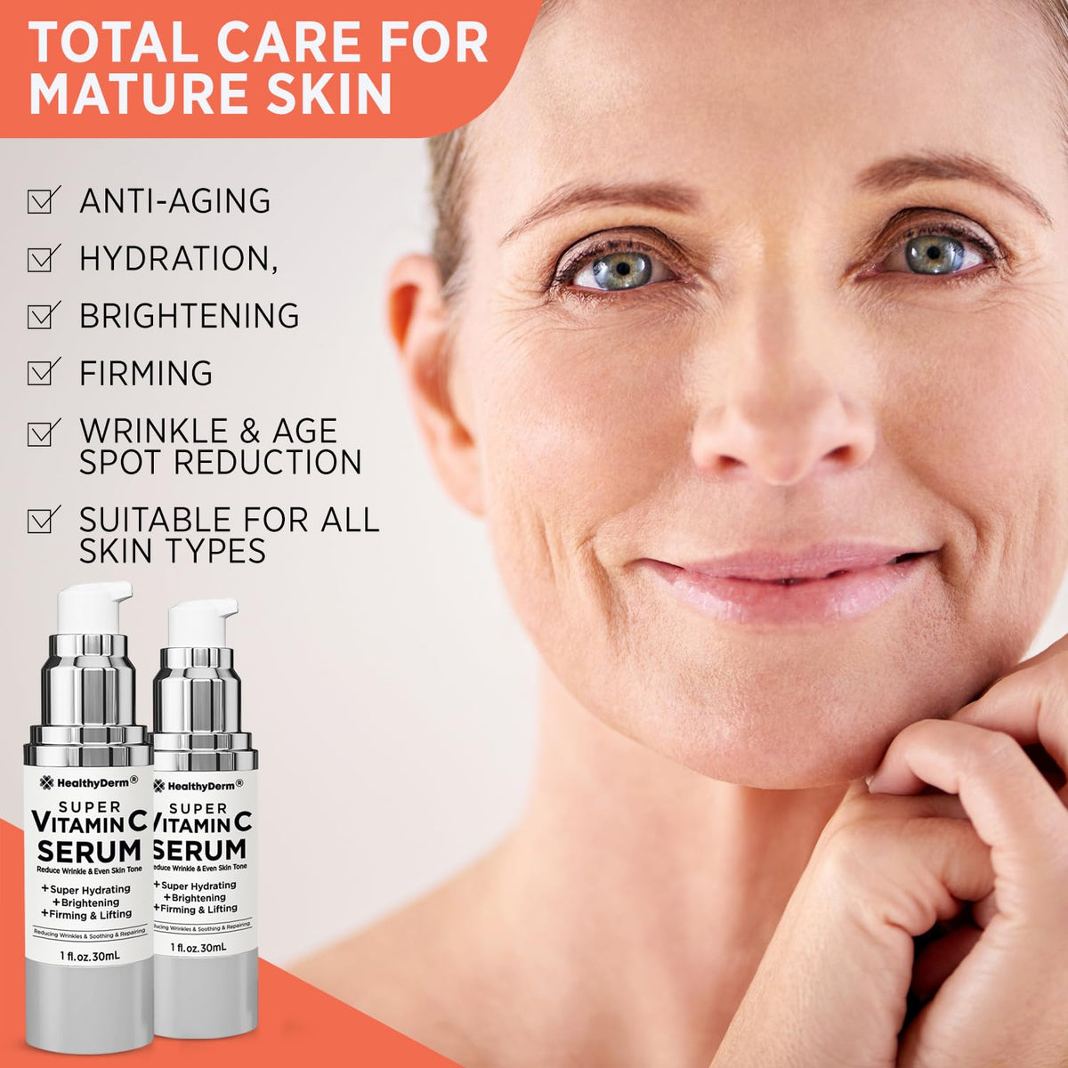 HealthyDerm application hand holding bottle emphasizes age-friendly use