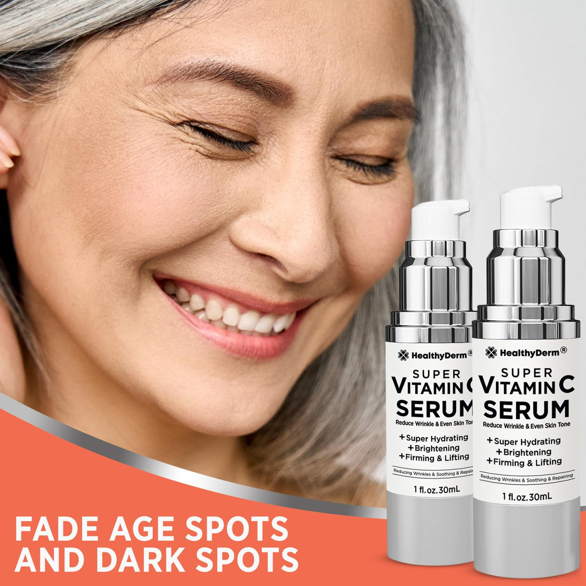 HealthyDerm serum on the face for a smoother, radiant look