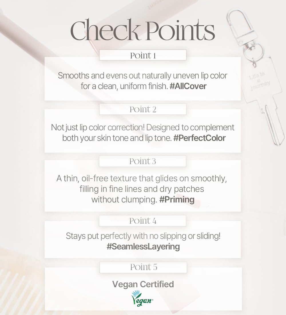 Heart Percent All Cover Lip Base application swipe demonstrates smooth base for even tone.