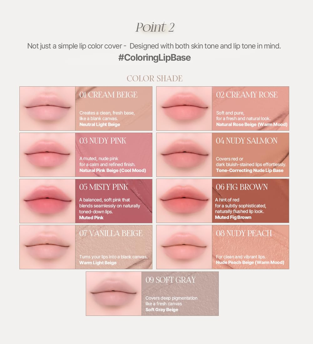 Heart Percent Dote On Mood All Cover Lip Base Vanilla Beige textured application demo.