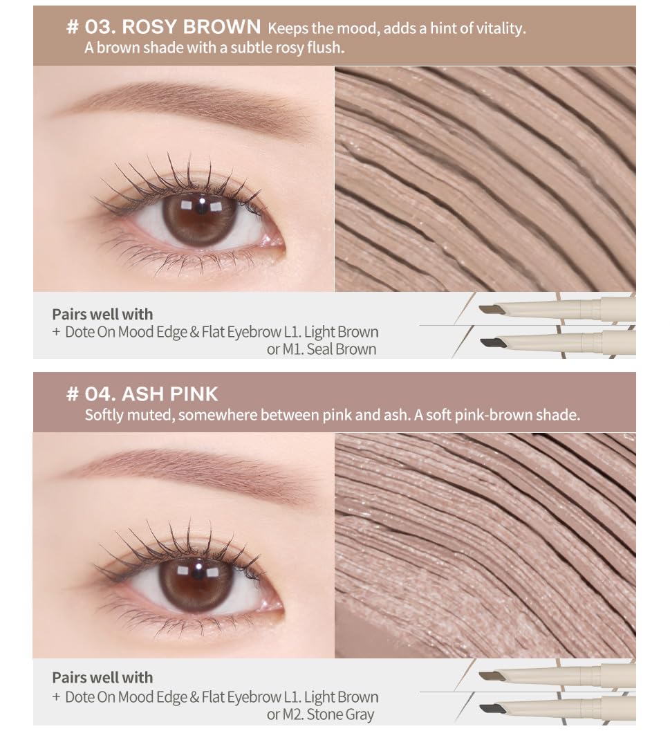Six-shade mood palette offers natural to bold brow options.
