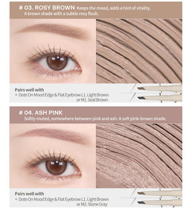 Six-shade mood palette offers natural to bold brow options.