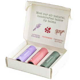 Hearth and Homestead peppermint lip balm jar with refreshing scent and cooling feel.