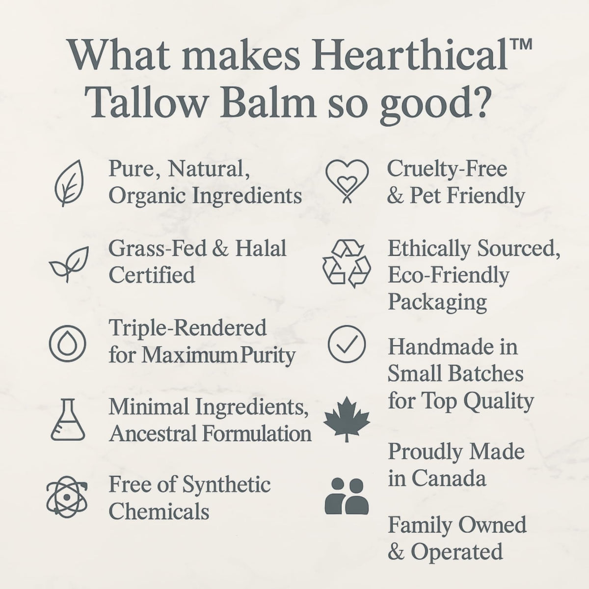 Hearthical Just Tallow vitamin-rich formula supports daily moisture.