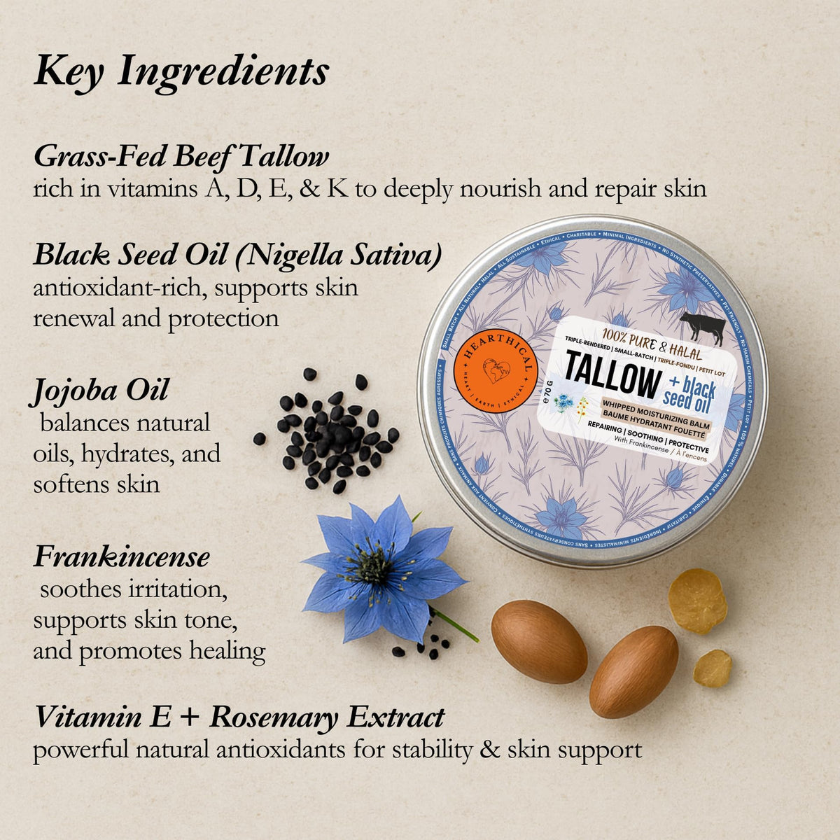 Hearthical whipped beef tallow cream texture close-up for daily use