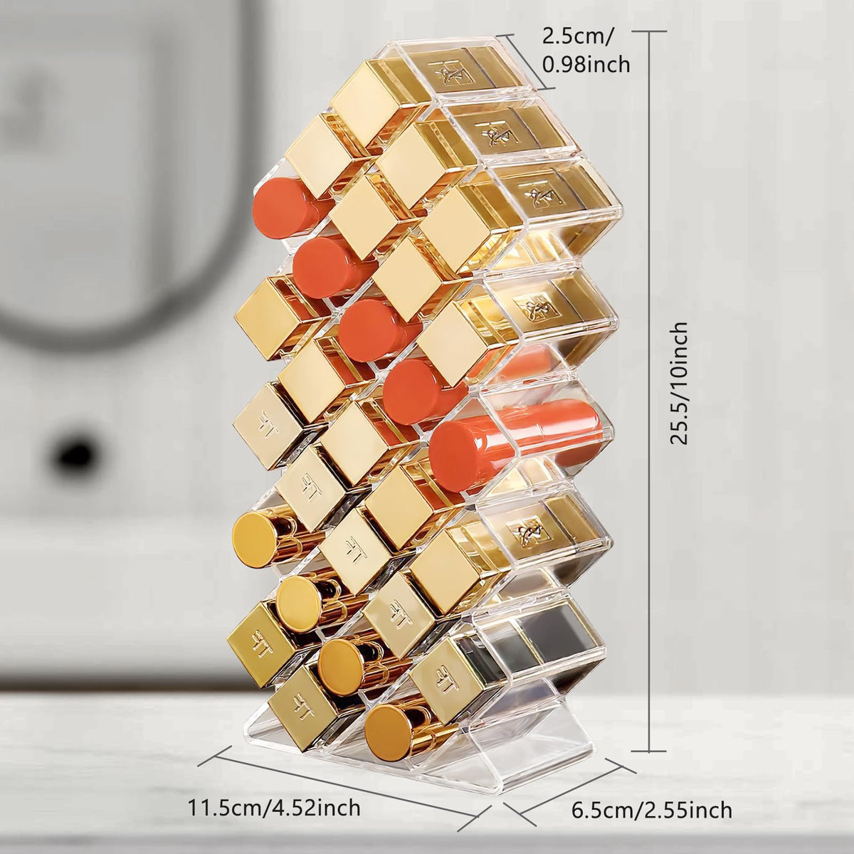 Hebaogugu acrylic lip gloss holder with clear, sturdy display for quick access.