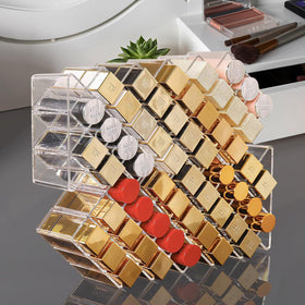 Hebaogugu space-saving makeup organizer fits compact countertops.