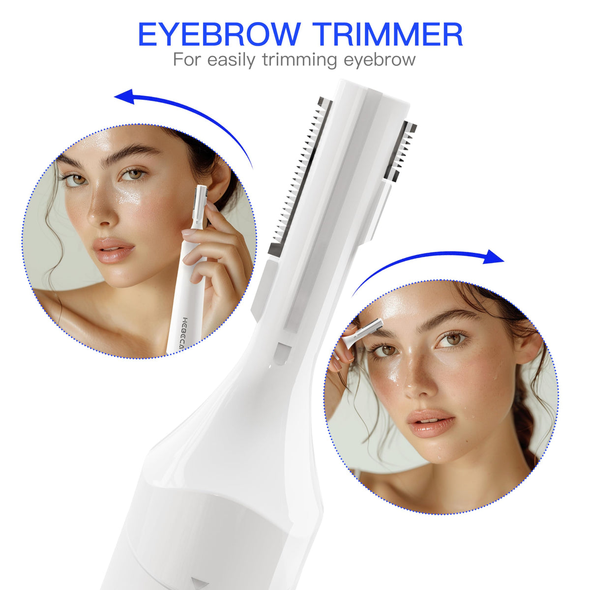 HEBECA 2-in-1 face trimmer for on-the-go grooming.