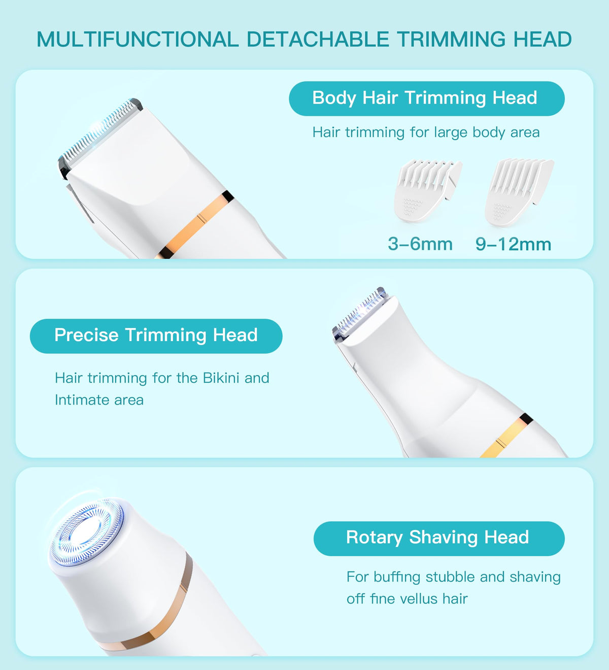 HEBECA body-trimmer head for even grooming and arm hair control