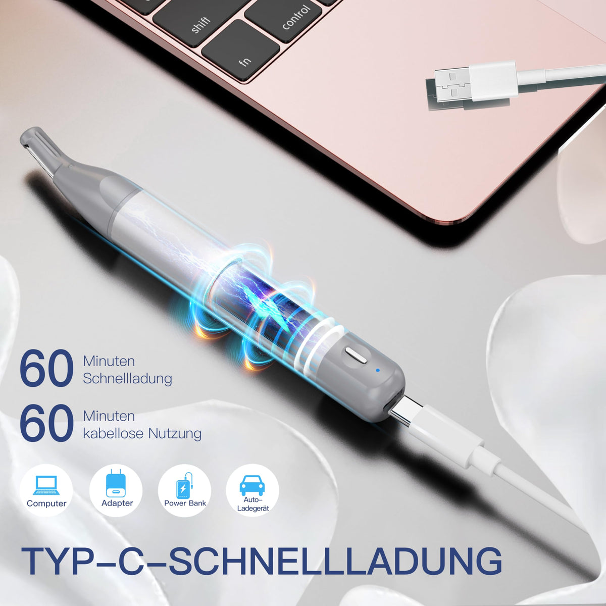 HEBECA nose trimmer interchangeable heads for face ears and brows.