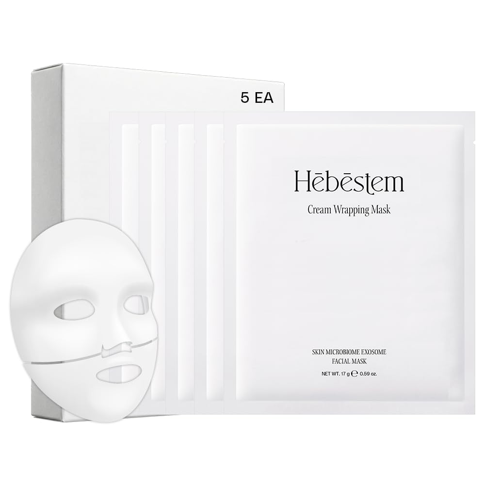 Hebestem Cream Wrapping Sheet Mask packaging close-up highlighting premium ingredients for soothing hydration.