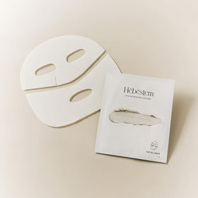 Hebestem skincare routine step featuring sheet mask for daily self-care.