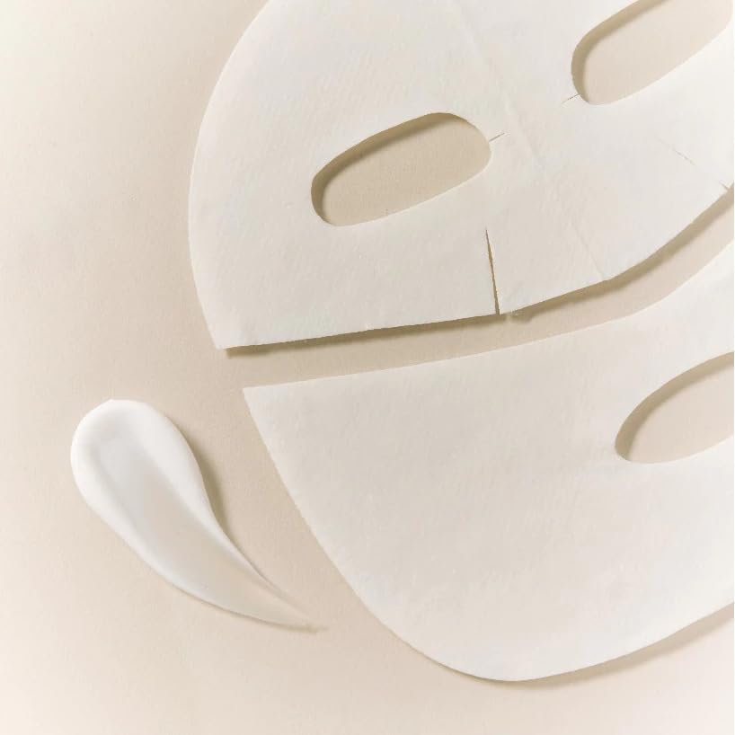 Hebestem sheet mask on skin showing radiant, refreshed look.