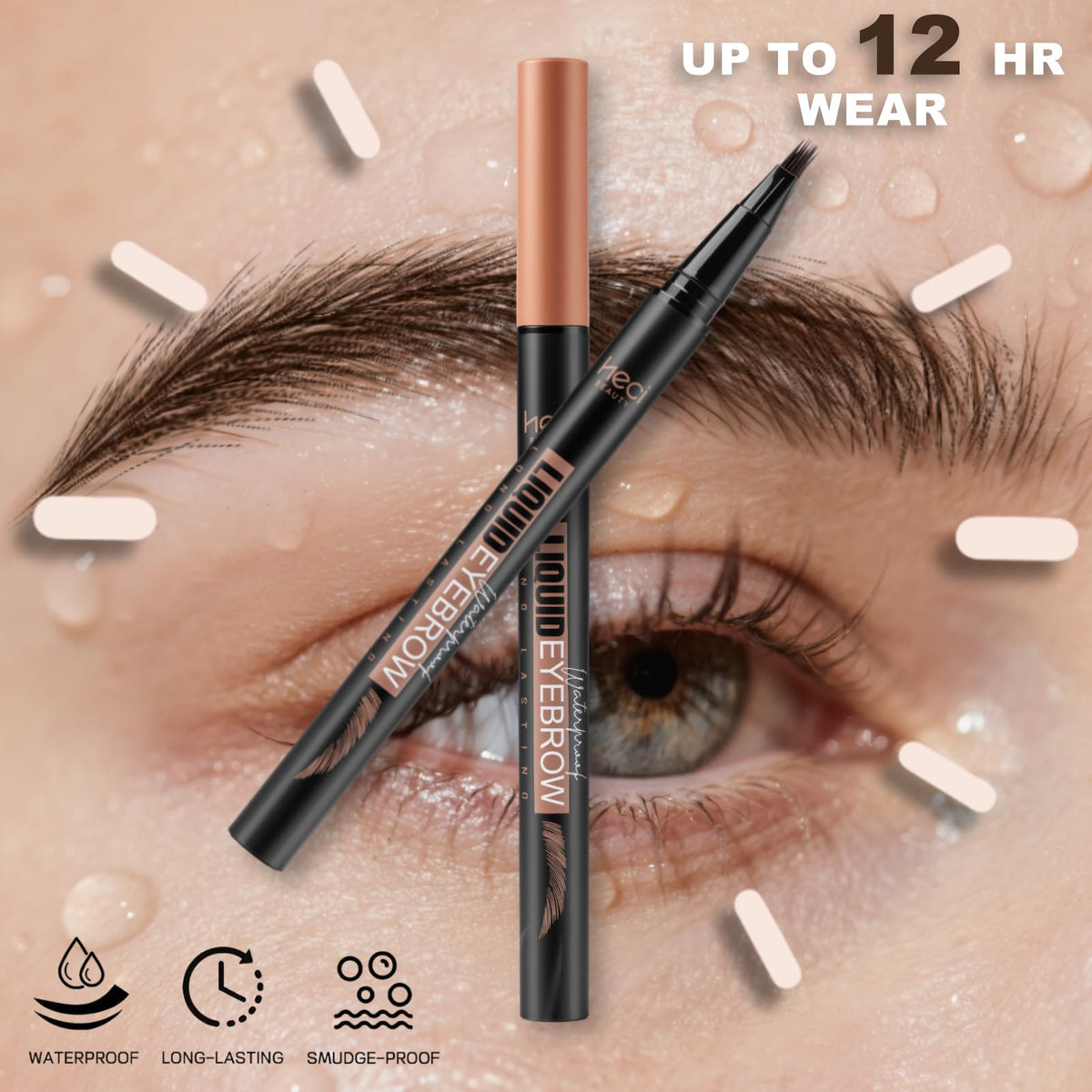 Waterproof and sweatproof performance of HECI Beauty brow pen in action