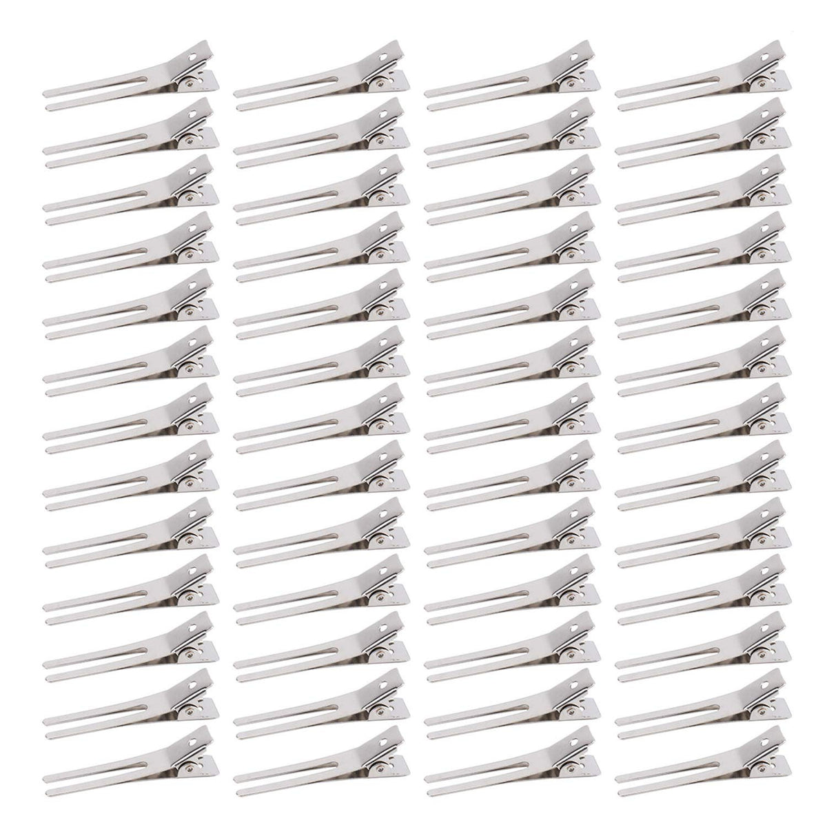 Hedume 300-pack double prong clips arranged for salon-grade curl setting.
