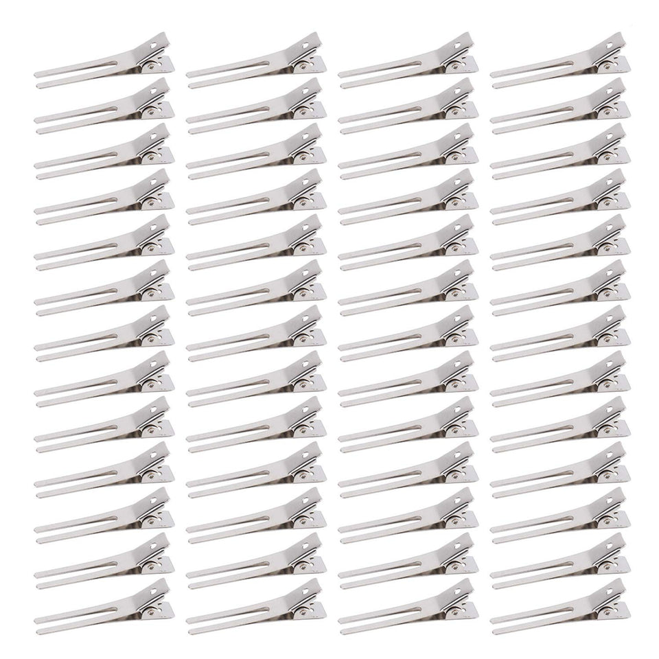Hedume 300-pack double prong clips arranged for salon-grade curl setting.