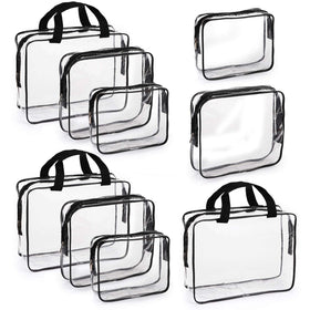 Hedume set of 9 clear makeup bags exterior for quick security checks and organized packing.