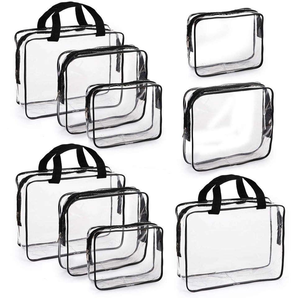 Hedume set of 9 clear makeup bags exterior for quick security checks and organized packing.